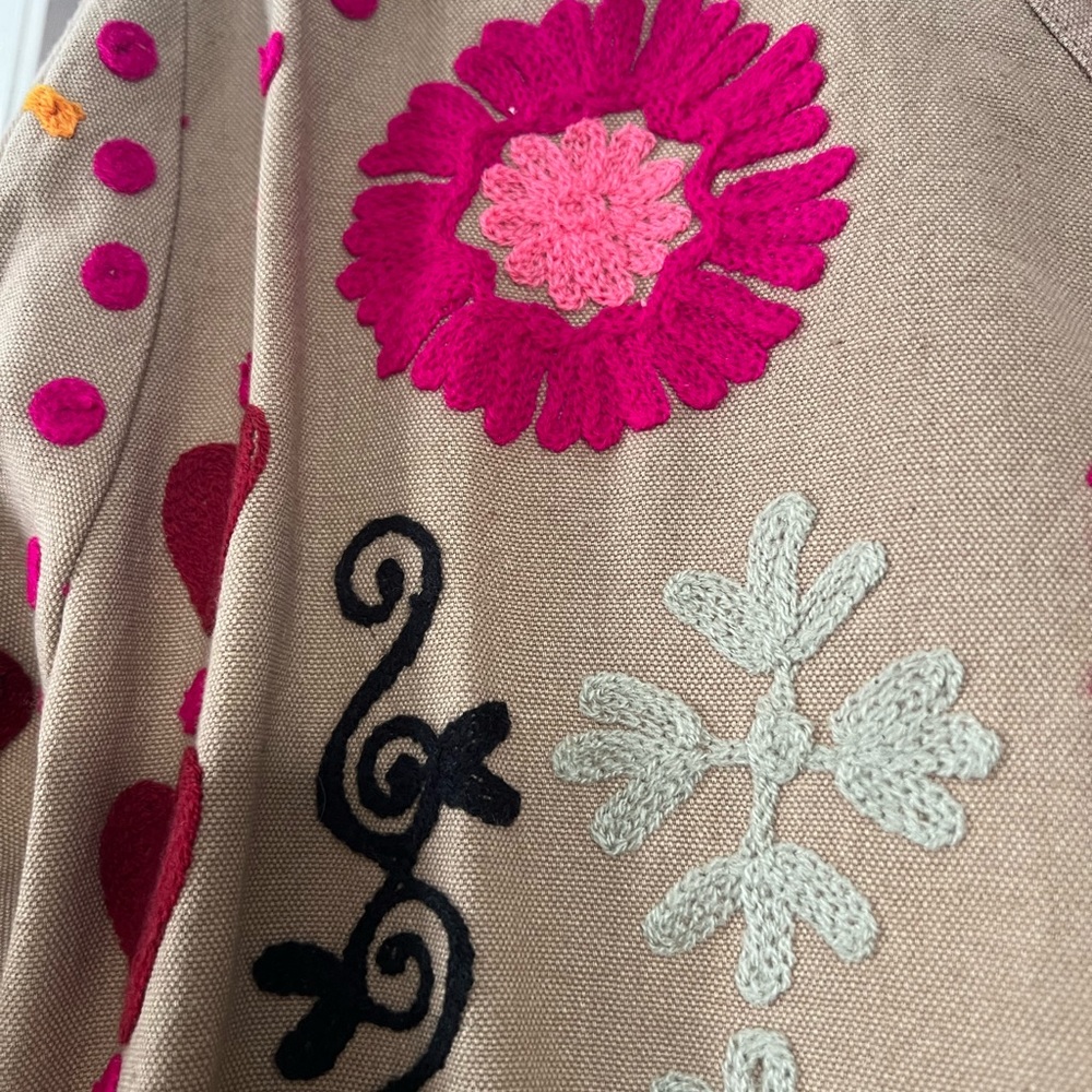 Free People Beige Jacket with Red and Black Embroidery - Picture 7 of 9
